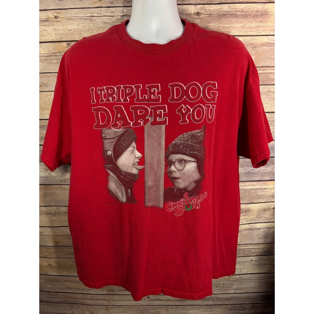 Vintage A Christmas Story Triple Dog Dare You Shirt Tennessee River Tag Red XL